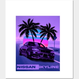 Nissan Skyline synthwave Posters and Art